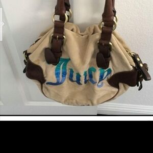 RARE VINTAGE JUICY COUTURE HAND BAG LEATHER TRIM